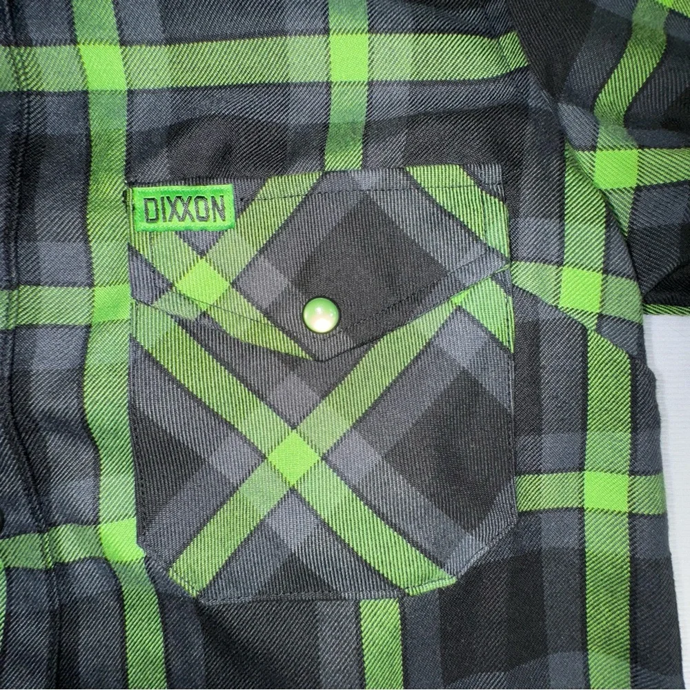 Dixxon Flannel Co Plaid Shirt Women Small Green Black Pearl Snap The Shifter - Picture 5 of 13